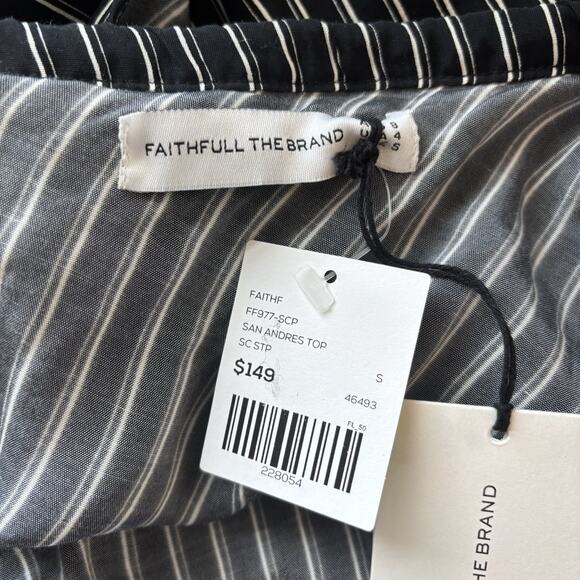 Faithfull The Brand Top Small Black White Striped One Shoulder San Andres New - Picture 9 of 11